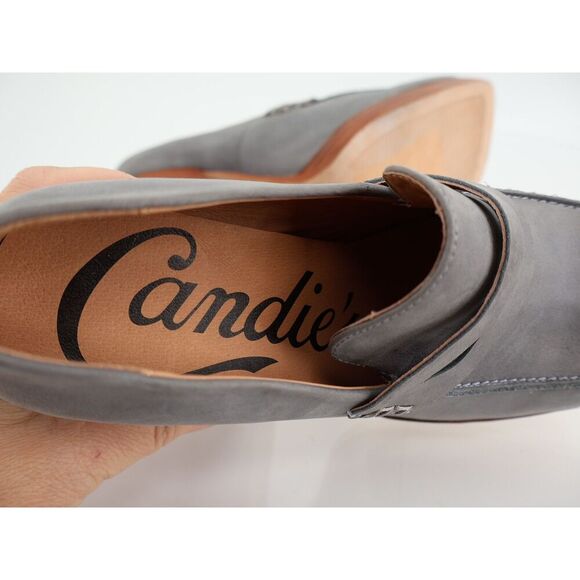 Candie's Hiss Penny Loafer Platform Chunky Blue Leather Block Wooden Heel Size 6 - Picture 12 of 13